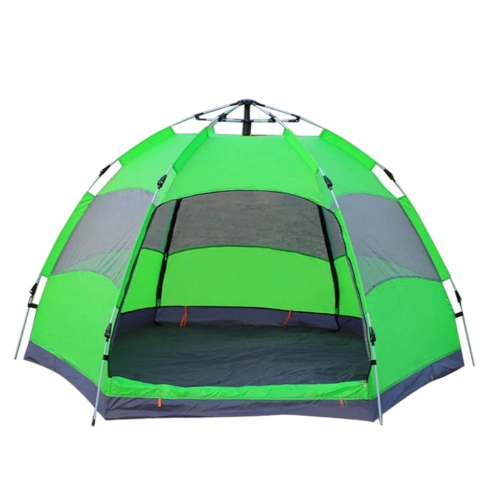 Double layer Camping tent green.